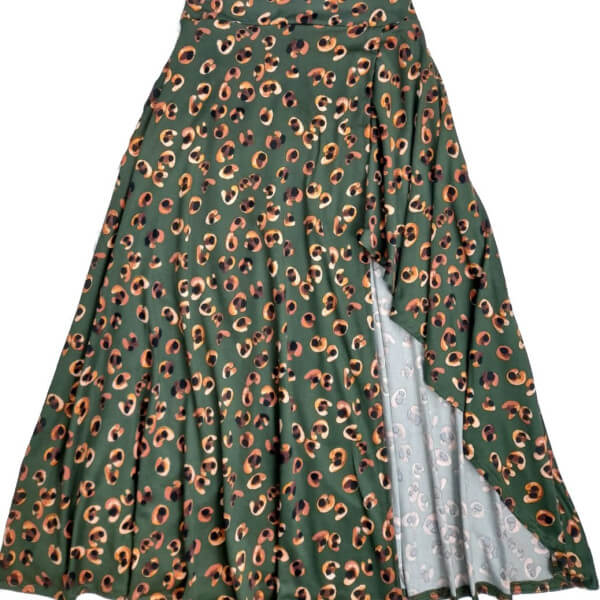 Printed Maxi Skirt With Leg Slit